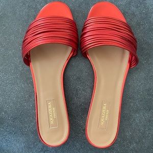 Aquazzura Bangle Metallic Flat Sandals